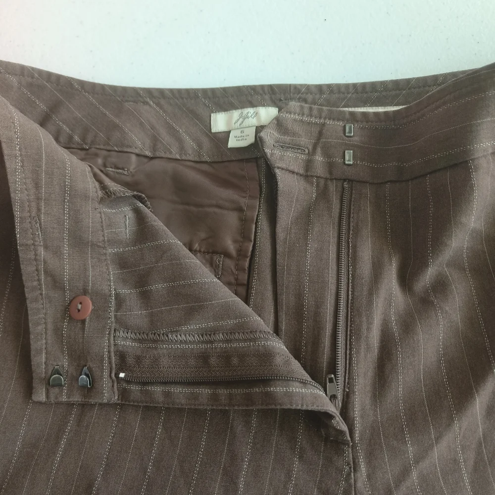 J.Jill women's dress pants size 6 brown with stripes straight legs pockets offic